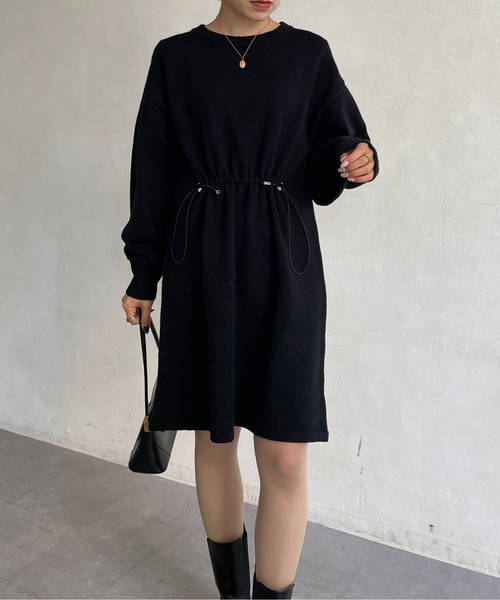 「Thevon」 長袖ワンピース FREE ブラック レディース_画像9