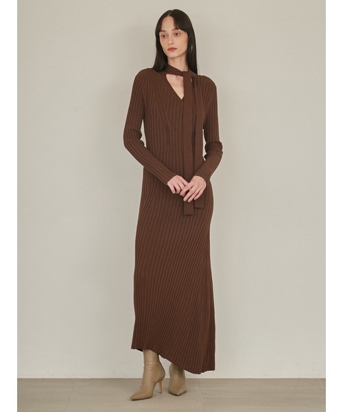 「styling/」 ニットワンピース 0 ブラック レディースの画像
