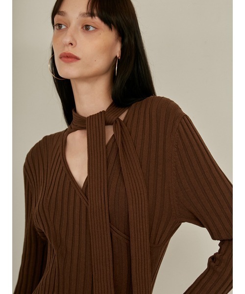 「styling/」 ニットワンピース 0 ブラック レディースの画像