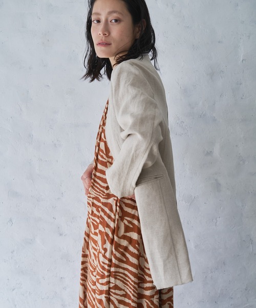 「Audrey and John Wad」 ノーカラージャケット M ライトベージュ レディース_画像8