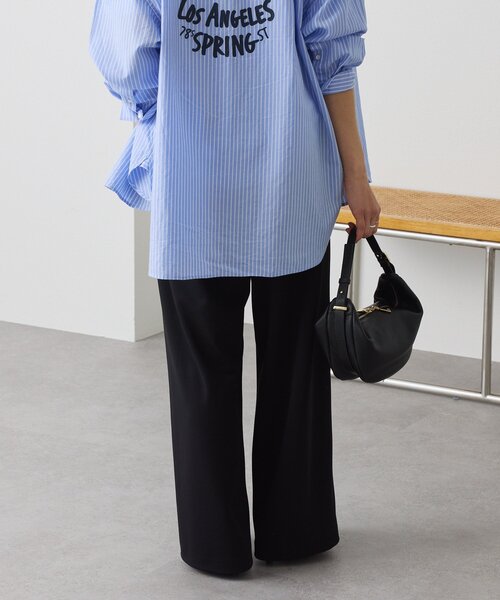 ワイドパンツ パンツ 「3サイス展開」ジャージータックワイドスラックス レディースの画像