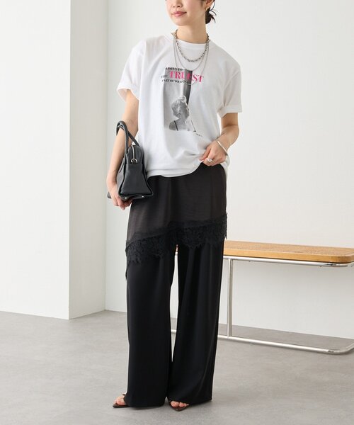 ワイドパンツ パンツ 「3サイス展開」ジャージータックワイドスラックス レディースの画像