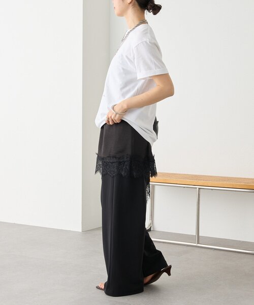 ワイドパンツ パンツ 「3サイス展開」ジャージータックワイドスラックス レディースの画像