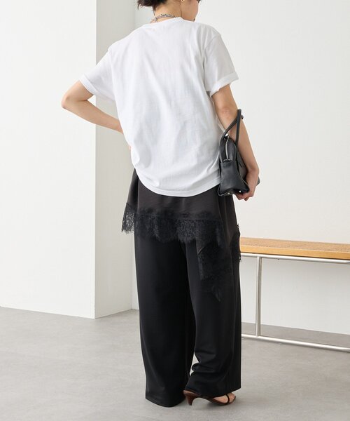 ワイドパンツ パンツ 「3サイス展開」ジャージータックワイドスラックス レディースの画像
