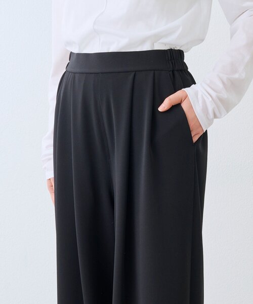 ワイドパンツ パンツ 「3サイス展開」ジャージータックワイドスラックス レディースの画像