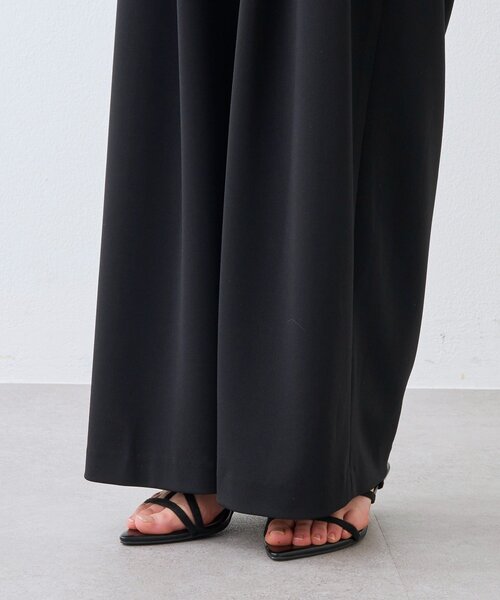 ワイドパンツ パンツ 「3サイス展開」ジャージータックワイドスラックス レディースの画像