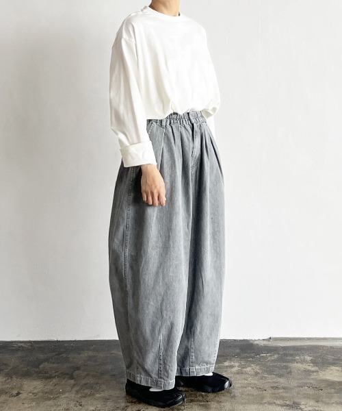 「HARVESTY」 デニムパンツ 1 グレー レディース_画像2