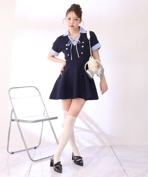 one after another NICE CLAUP ワンピース 夏 半袖 シャツレイヤード