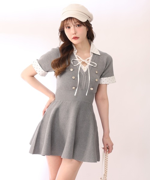 NOEL REUSSIR 半袖ニットワンピース one after another NICE CLAUP ワンピース シャツレイヤード半袖ニット