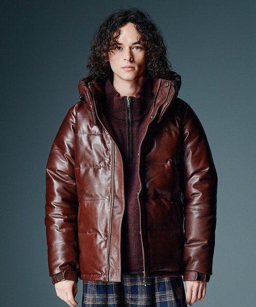 本革 ブラウン GENUINE LEATHER B.B.H. ダウンジャケット glamb（グラム） ダウンジャケット ダウン Signature Leather Down