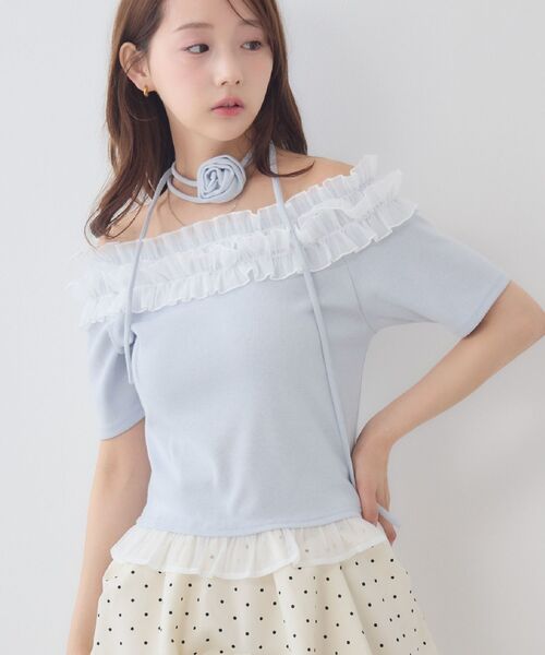Emsexcite（エムズエキサイト） tシャツ 半袖 バラチョーカーつき