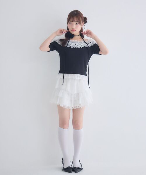 Emsexcite（エムズエキサイト） tシャツ 半袖 バラチョーカーつき