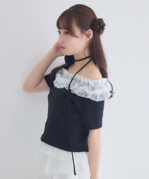Emsexcite（エムズエキサイト） tシャツ 半袖 バラチョーカーつき
