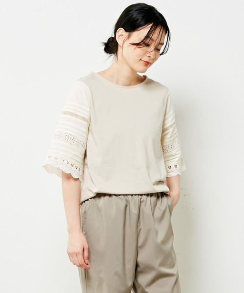 「MELROSE claire」 7分袖カットソー FREE オフホワイト レディース_画像7