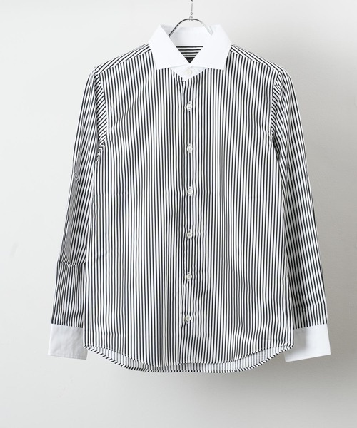 数回着用 美品 ジャンネット コットンシャツ ホリゾンタルカラー ホワイト L 中古】ジャンネット giannetto コットン ホリゾンタルカラー