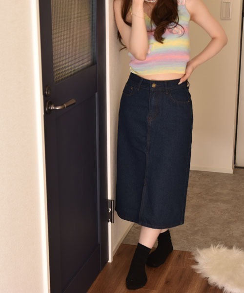 ドゥロワー　デニムスカート38 楽天市場】【新品】 Drawer / ドゥロワー | レザーパッチ タック