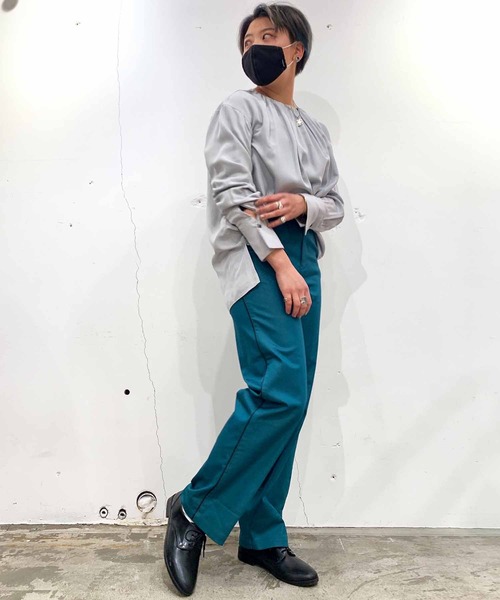 Johnbull スラックス パンツ シャンブレーサテンラインパンツ 