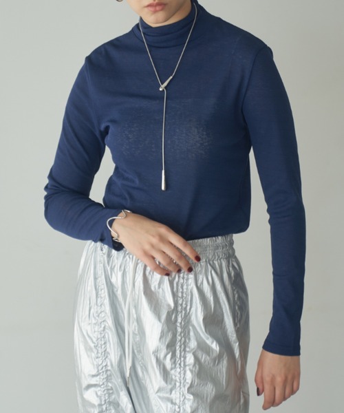 tシャツ high neck long color tops/ハイネックロングカラートップス
