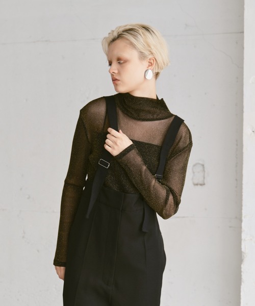 tシャツ high neck long color tops/ハイネックロングカラートップス