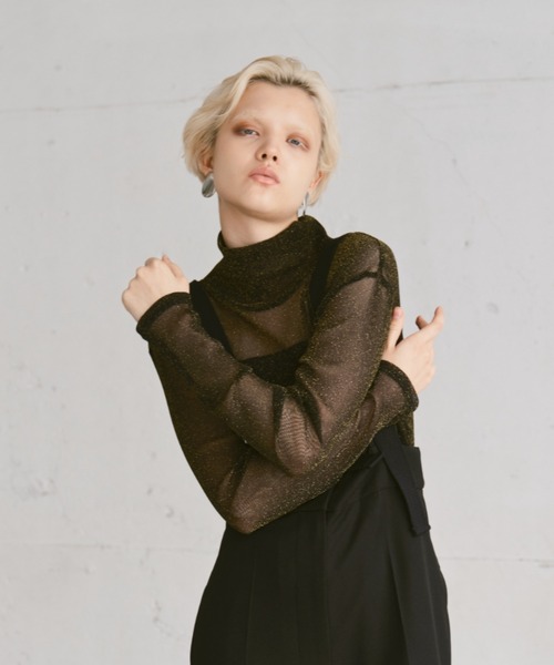 tシャツ high neck long color tops/ハイネックロングカラートップス