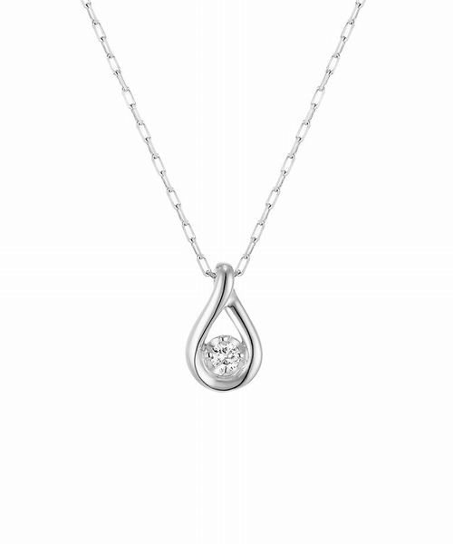 ネックレス 「1月誕生石」K10ホワイトゴールド しずく ネックレス レディース