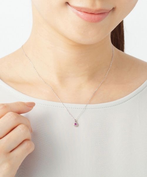 ネックレス 「1月誕生石」K10ホワイトゴールド しずく ネックレス レディース