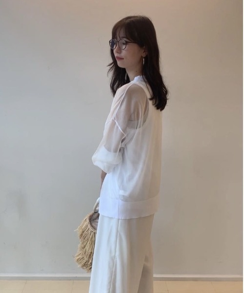 tシャツ MIDIUMISOLID for Ladies クルーネックシアープルオーバー レディース MIDIUMISOLID for Ladies クルーネックシアープルオーバー