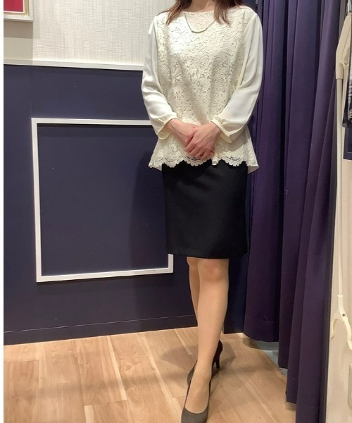 BRICK HOUSE by TOKYO SHIRT ブラウス シャツ 前身レース 七分袖