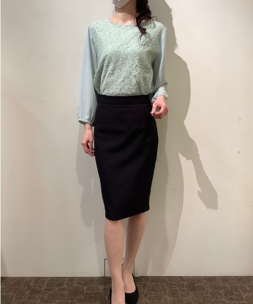 BRICK HOUSE by TOKYO SHIRT ブラウス シャツ 前身レース 七分袖