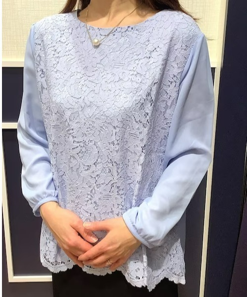 BRICK HOUSE by TOKYO SHIRT ブラウス シャツ 前身レース 七分袖