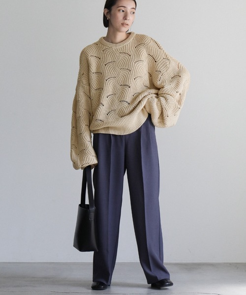 ニット セーター リーフモチーフボリュームニット レディース select MOCA ニット セーター リーフモチーフボリュームニット