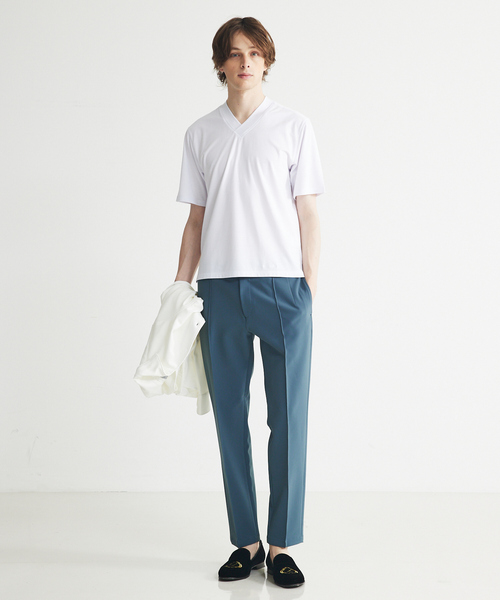 DESIGNWORKS パンツ 「定番人気」ダブルクロス ピンタックパンツ
