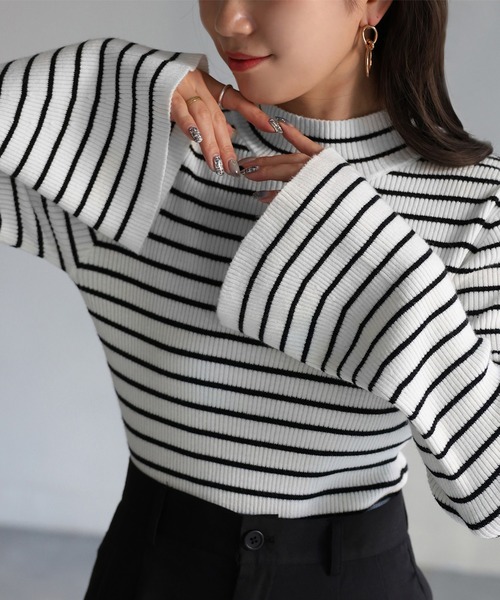 美品　Drawing Numbers カシミヤ100％　リブニット　フレア　38 美品 Drawing Numbers カシミヤ100％ リブニット フレア 38