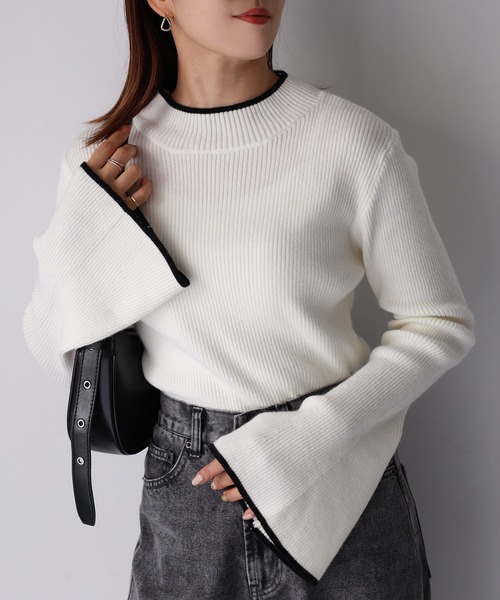 Riberry（リベリー） ニット セーター バイカラーフレアスリーブリブ