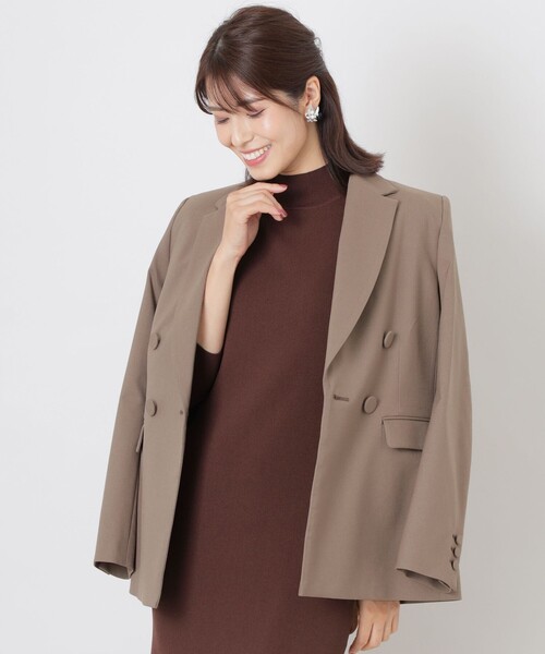 美品　T−JACKET　ダブルブレスト　メランジ　テーラードジャケット M TO BE CHIC ジャケット テーラードジャケット 「WEB限定」ダブル