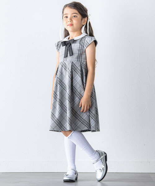 BeBe anyFAMフォーマル3点130cm 卒園式ワンピース ボレロ 女の子 BeBe（ベベ） ワンピース 入学式 卒園式 リボンタイ付きチェック