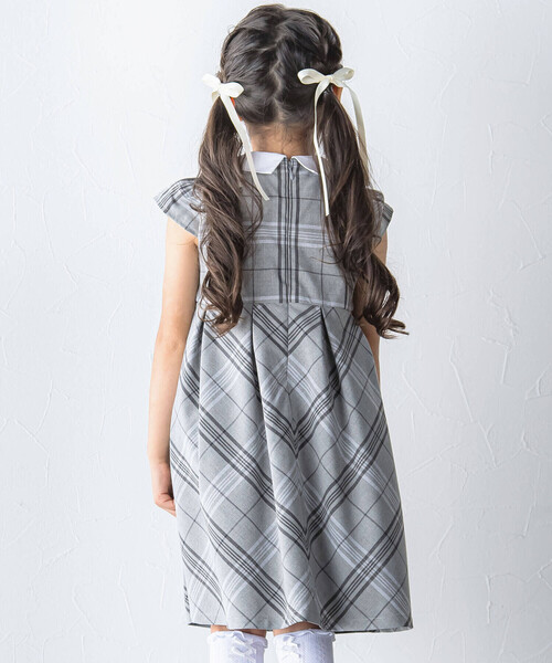 BeBe anyFAMフォーマル3点130cm 卒園式ワンピース ボレロ 女の子 BeBe（ベベ） ワンピース 入学式 卒園式 リボンタイ付きチェック