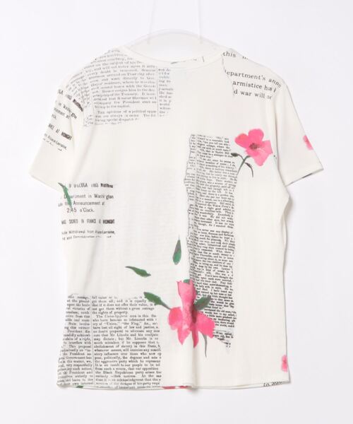 デシグアル Desigual ニュースペーパー&花柄 Tシャツ （ホワイト） デシグアル Desigual ニュースペーパー&花柄 Tシャツ （ホワイト