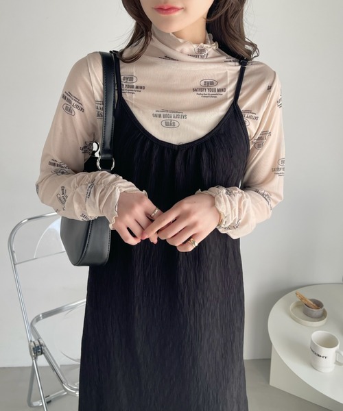 Ada. tシャツ ロゴ 総柄 ボトルネック プルオーバー レディース