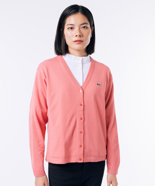 【最終価格】ラコステ スタンドカラーニット カーディガン 新品未使用品 LACOSTE カーディガン クロップド丈 ミラノリブニットVネック