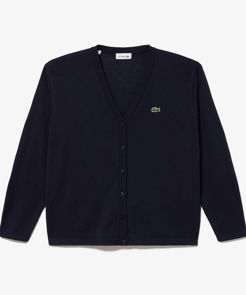 カーディガン UVカット 吸水速乾 COOL MAX クールマックス Vネックニットカーディガン レディース LACOSTE カーディガン UVカット 吸水速乾 COOL MAX クール