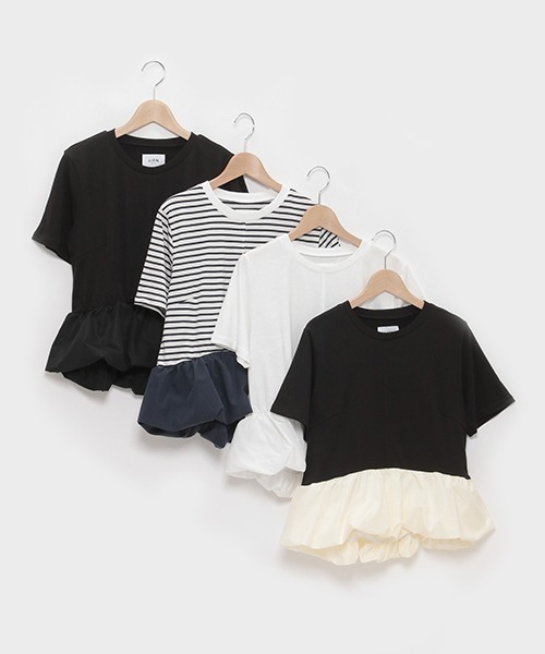petit main LIEN tシャツ 「LADIES」切替裾バルーントップス