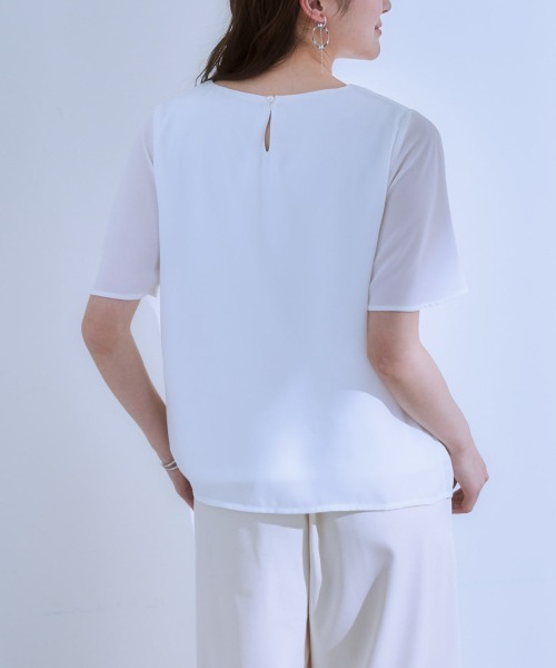 7days Life Styling ブラウス シャツ 夏 半袖 ピンタックメタルパーツ