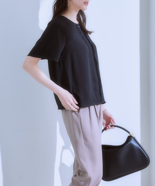 7days Life Styling ブラウス シャツ 夏 半袖 ピンタックメタルパーツ
