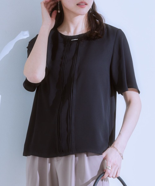 7days Life Styling ブラウス シャツ 夏 半袖 ピンタックメタルパーツ