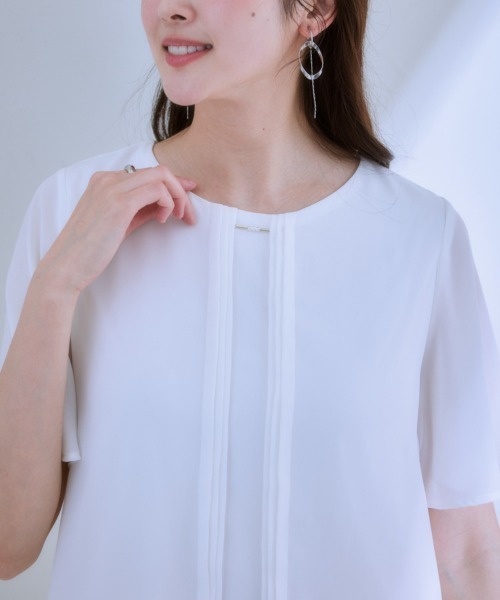 7days Life Styling ブラウス シャツ 夏 半袖 ピンタックメタルパーツ