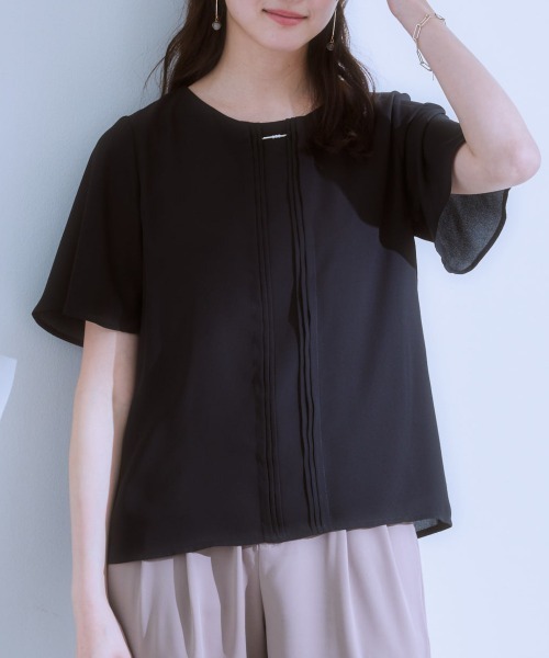 7days Life Styling ブラウス シャツ 夏 半袖 ピンタックメタルパーツ
