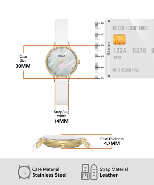 skw2481⭐️新品未使用⭐️SKAGEN腕時計 レディース レザー ANITA LILLE 三針 ホワイトレザーウォッチ SKW3138 - Skagen