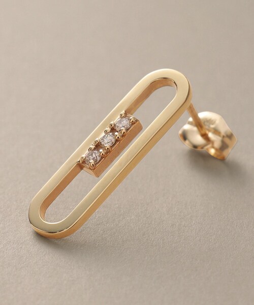 COCOSHNIK（ココシュニック） ピアス K10ダイヤモンド トラック