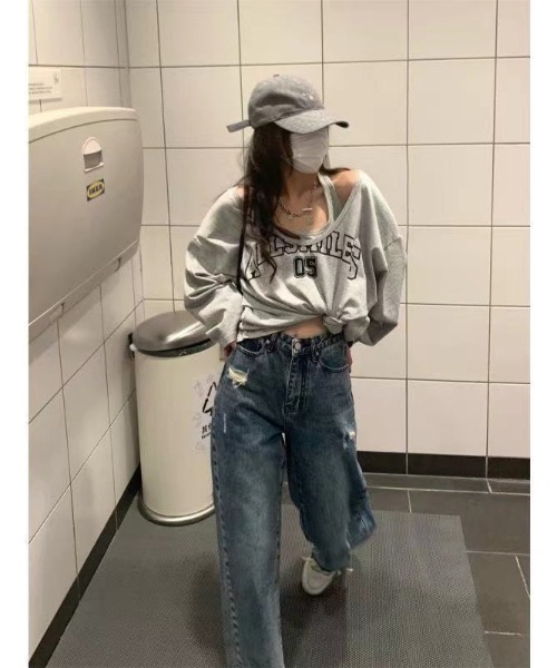 ヘビー ルーズ ジャージー Tシャツ 2色 ストリート 韓国 nr9671 DEVICE tシャツ ナンバリング ロゴ レイヤード 韓国 ストリート